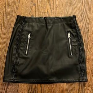 Black leather mini skirt